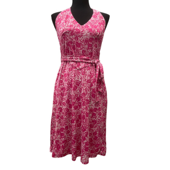 Diane von Furstenberg DVF Pink White Floral Halter Dress Size 6 Beach Cocktail - Picture 1 of 11